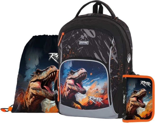 Šolski set OXY GO Dino 3-delni – nahrbtnik, vrečka in peresnica