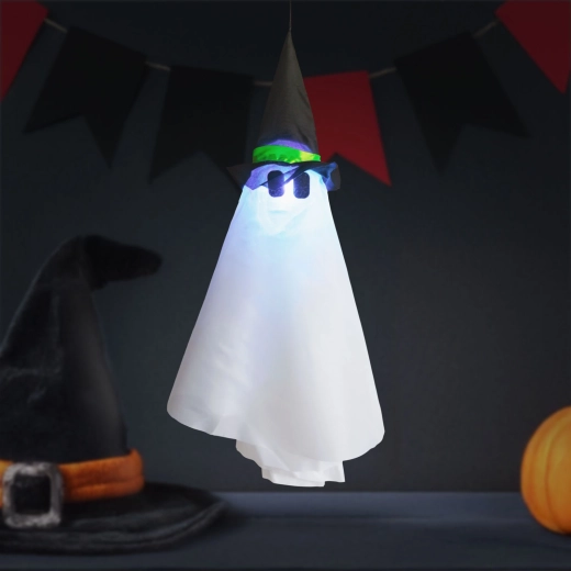 Viseči hal­loweenski okrasek duh z osvetlitvijo RGB LED 70 × 50 cm