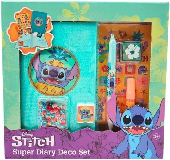Dekorativni komplet z beležko in pisalom Disney Stitch Super Diary Deco Set
