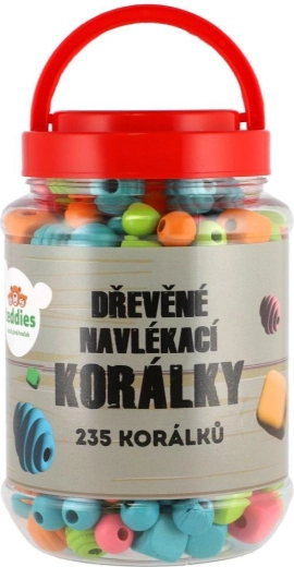 Barvne lesene perlice v plastični dozi (235 kosov)
