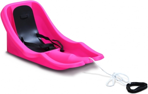 Children's sled with backrest BABY RIDER MONSTER – pink, black seat