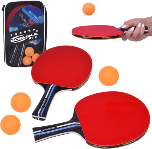 Komplet za namizni tenis: 2 lesena loparja, 3 žogice in torbica