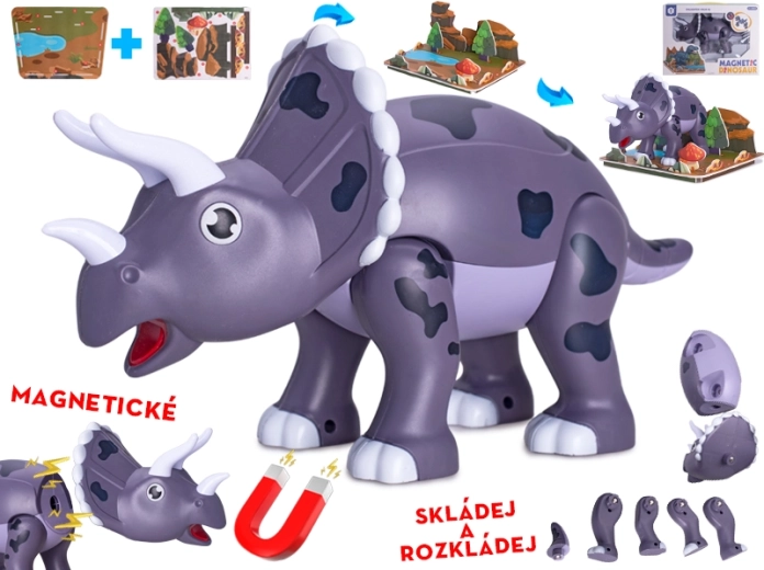 Magnetni dinozaver Triceratops 28 cm – sestavljanka za otroke