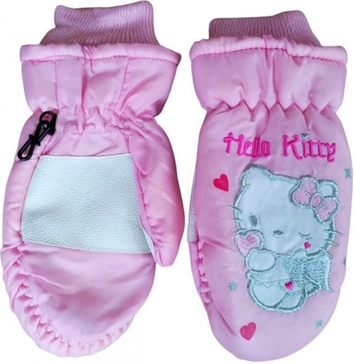 Smučarske rokavice Hello Kitty rožnate, nepremočljive, podložene – 1 kos