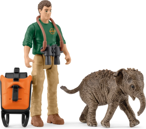 Schleich Pocket Set – raziskovalec na odpravi z mladičem indijskega slona