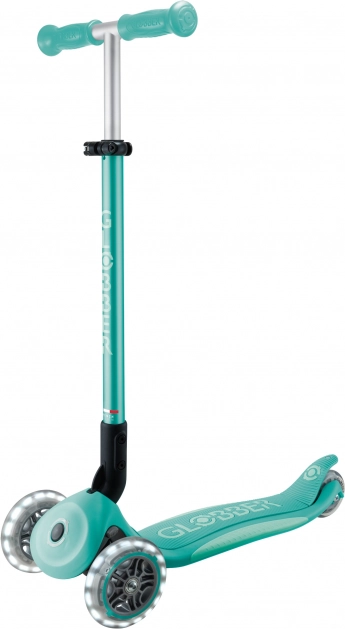 Globber otroški trikolesni skiro Plus - Primo Foldable Plus Lights V2 Dark Mint s svetlečimi kolesi