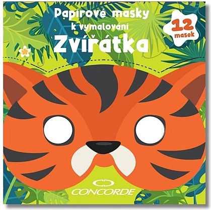 Papirnate maske za barvanje – živali CONCORDE, komplet 12 kosov