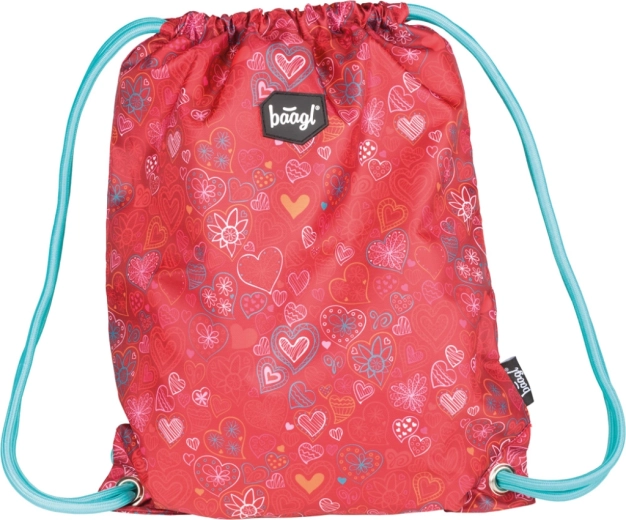 Vrečka za telovadbo s srčki rdeča