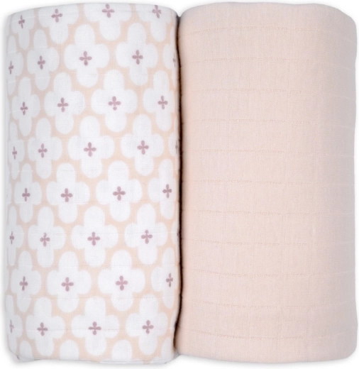 Lodger swaddler iz organskega bombaža 110 × 110 cm (2 kosa) – matcha/powder