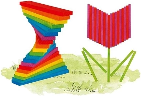 Colorful wooden building planks in rainbow colors (200 pcs)