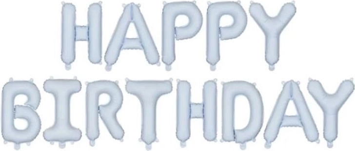 Folijski balon Happy Birthday mat modre barve 340 × 35 cm