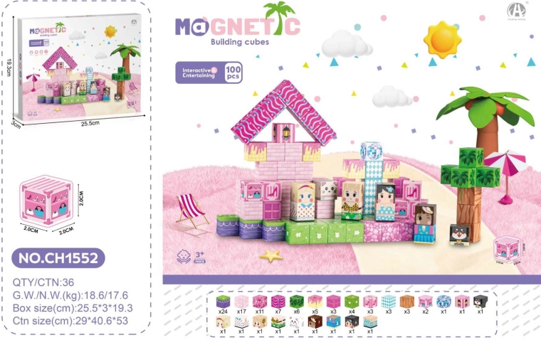 Magnetne kocke 3D – komplet 100 kosov