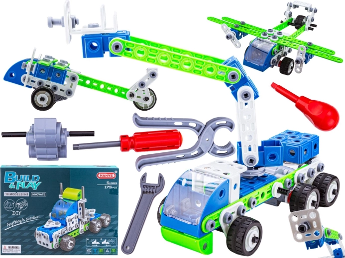 Construction set 18 in 1 – disassemblable vehicles and an airplane
