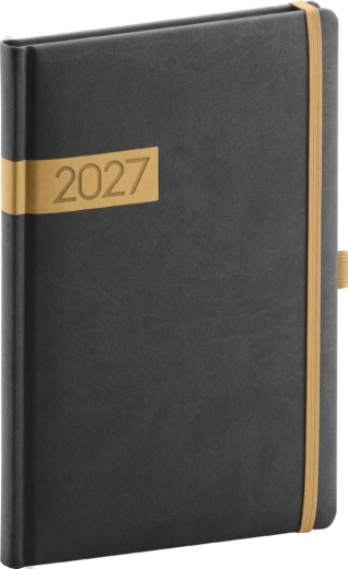 Notique tedenski rokovnik Twill 2027 črno-zlat 15 × 21 cm
