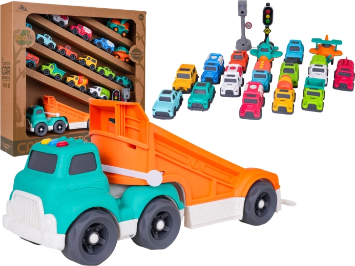 Mega set of colorful cars with an interactive tow truck