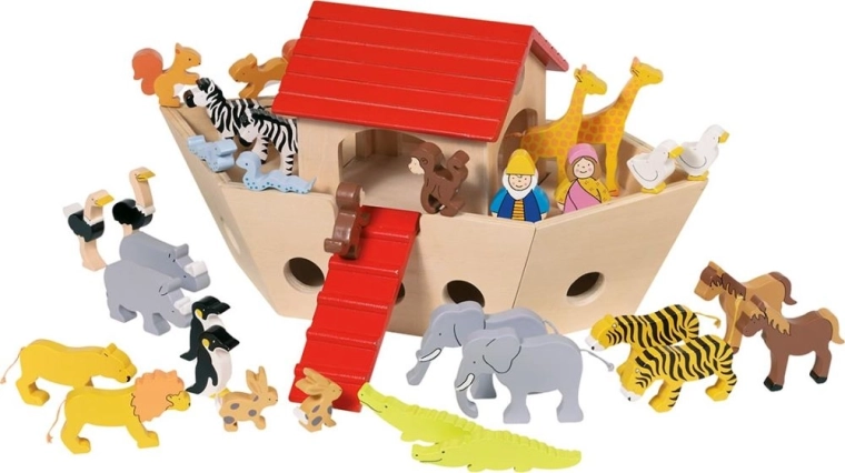 Wooden Noah's Ark with Animals