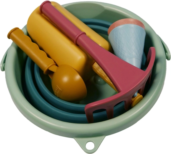 Schildkröt komplet igrač za pesek s zložljivim vedrom, zelena, 7 delov