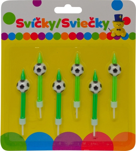 Rojstnodnevne svečke s nogometno žogo in držalom, 6 kosov