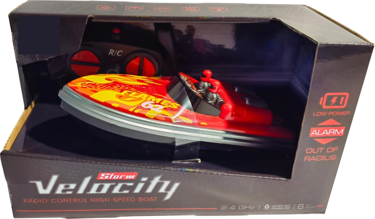 R/C Speedboat Velocity Storm 1:16 2.4 GHz Red Flame