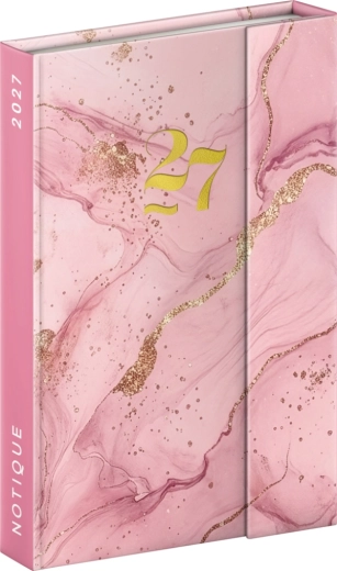 Notique magnetni tedenski rokovnik Pink Marble 2027, 11 × 16 cm