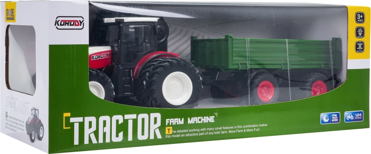 RC traktor z odklopnim zelenim priklopnikom 1:24
