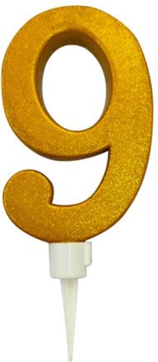 Tortna svečka številka 9 zlata 16 cm