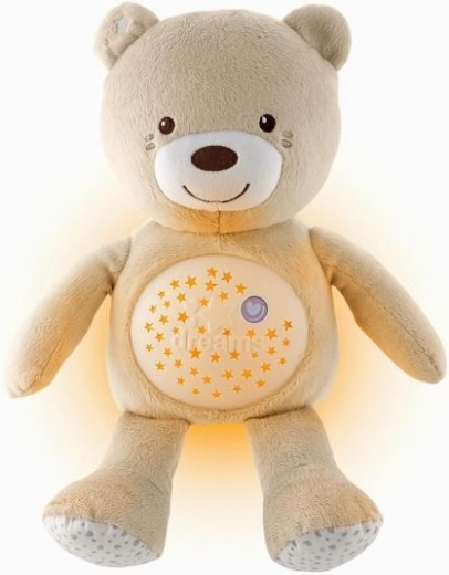 Chicco plišasti medvedek s projektorjem in glasbo Baby Bear First Dreams, bež