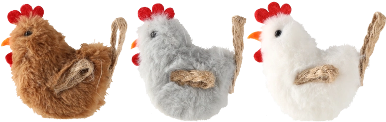 Velikonočni viseči okrasek – kokoška 6 × 6 cm, mešanica barv, 12 kosov