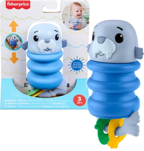 Senzorična ropotuljica za dojenčke s tjulnjem in silikonsko vzmetjo FISHER-PRICE