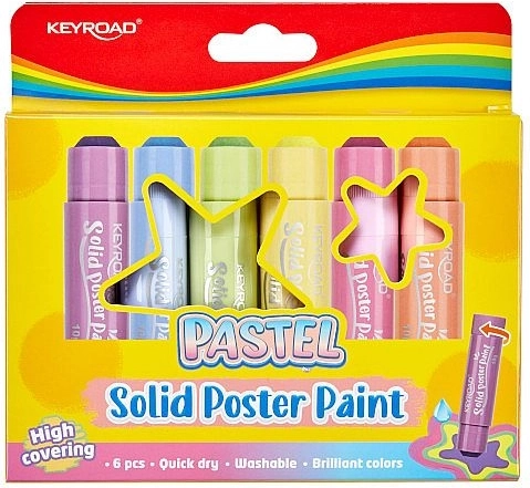 Trde tempera barve v stiku KEYROAD Pastel – set 6 kosov