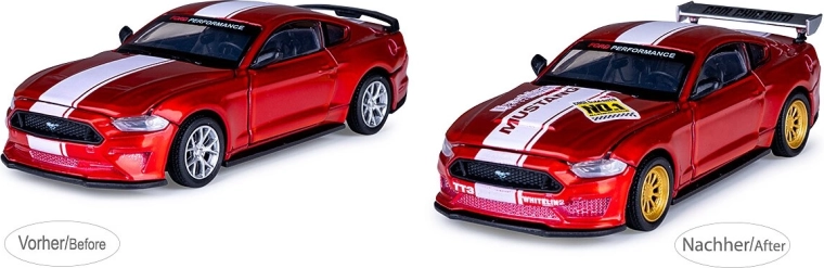 JAMARA Ford Mustang GT rdeči kovinski model v merilu 1:42 s kompletom za tuning