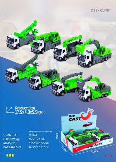 Gradbeni avtomobilček kovina/plastika 17,5 cm z prostotekočimi kolesi