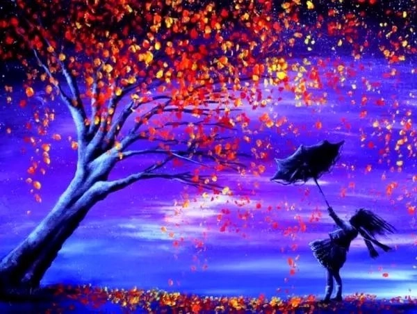 Diamantno slikanje Čarobno drevo z deklico 30 × 40 cm