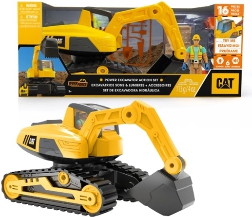 CAT tracked excavator with light and sound effects, figure and accessories