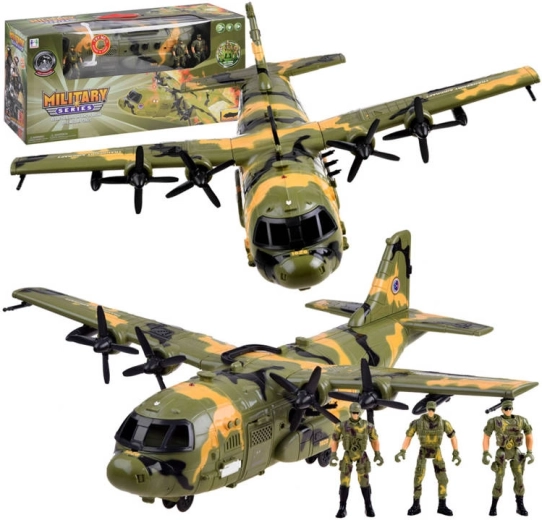Military transport aircraft with sound and light, with soldier figures