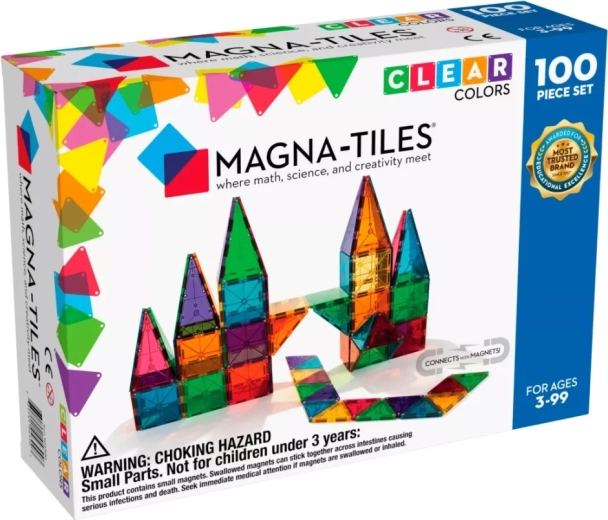 Magna-Tiles magnetna konstrukcijska igrača Clear Colours – 100 kosov