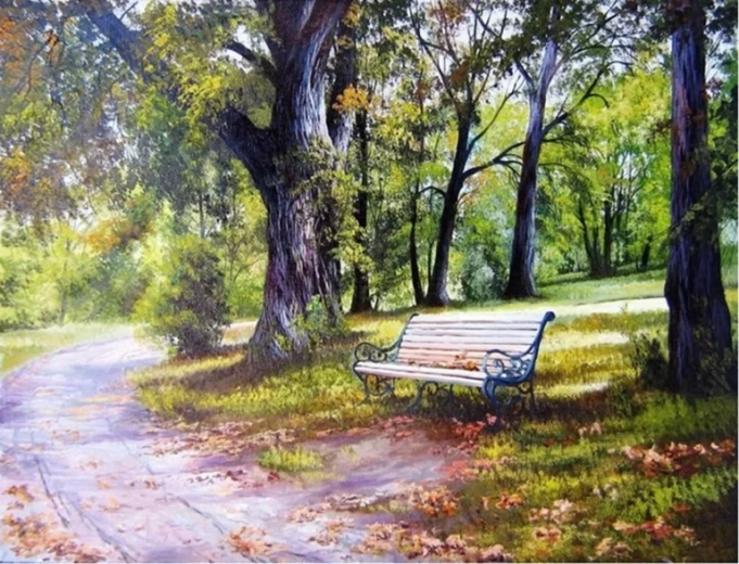 Norimpex Slikanje po številkah Klop v parku 40 × 50 cm