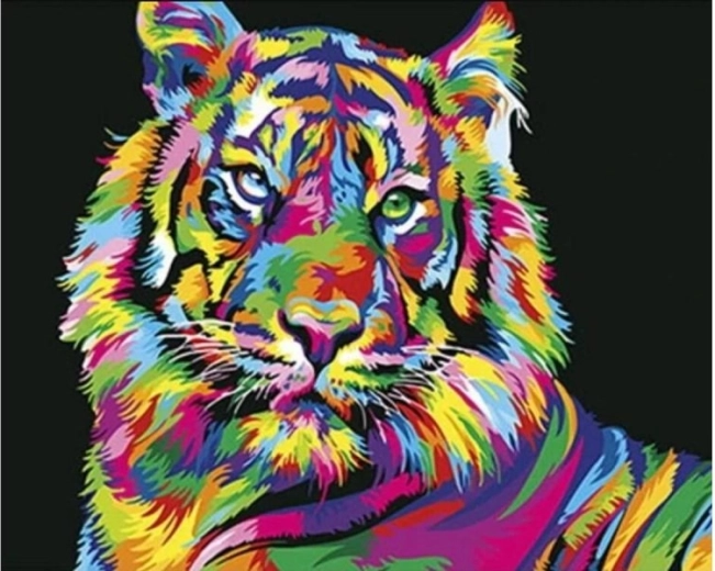 Slikanje po številkah na platnu v okvirju 50 × 40 cm – barviti tiger