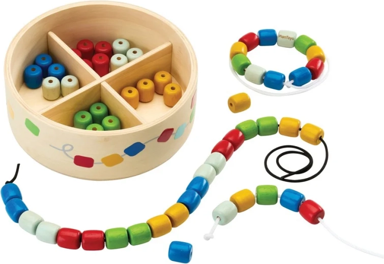 PlanToys bead threading in a box