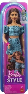Mattel Barbie Fashionistas zbirateljska punčka s temnimi lasmi v dvodelnem turkiznem outfitu