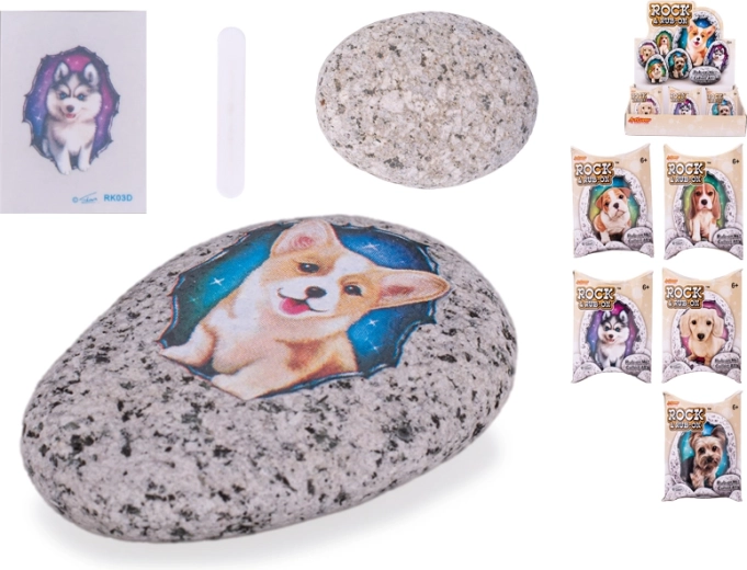 Kamenček z nalepko kužka – ustvarjalni komplet za otroke