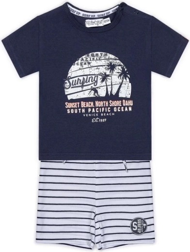 Dirkje otroški 2-delni komplet: majica in kratke hlače v navy in belih črtah