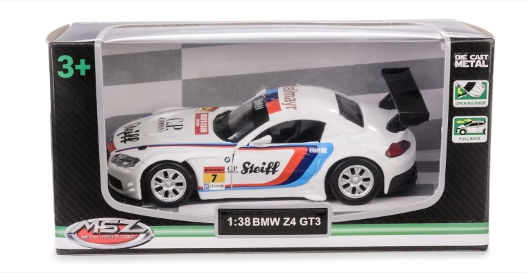 Kovinski model avtomobila bmw z4 gt3 1:38 s pull-back pogonom