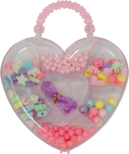 Barvni biseri v srčkastem škatlici za izdelavo zapestnic