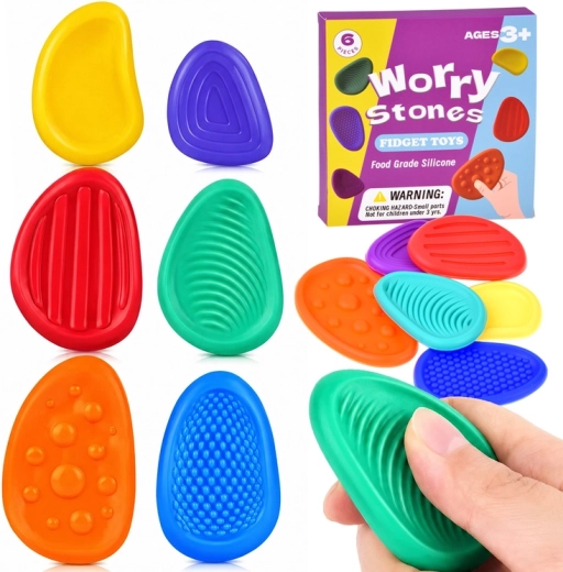 Silicone sensory stones fidget toys – set of 6 pcs