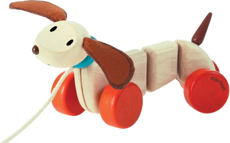 Vlečni leseni kuža PlanToys