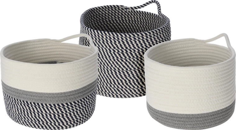 Okrogel bombažen koš 23 cm – mešanica barv in vzorcev