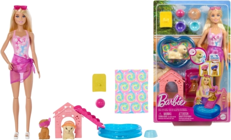 Barbie igralni set s kužki za kopanje z učinkom spremembe barve - 1 kos