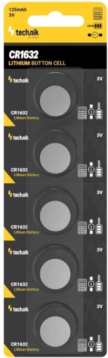 Litijeva gumbna baterija Technik Platinum CR1632 3V – pakiranje 5 kosov