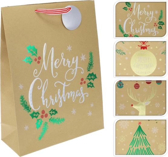 Darilna papirnata vrečka XL božični miks motivov 40 × 30 × 10 cm